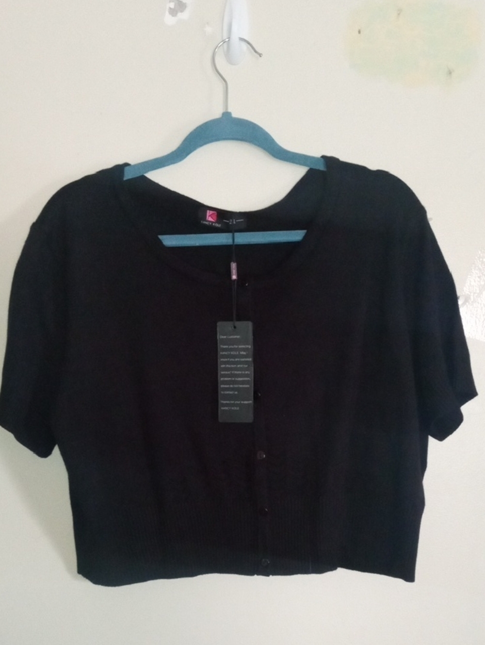 NWT Kancy Kole Cropped Black Cardigan 2XL